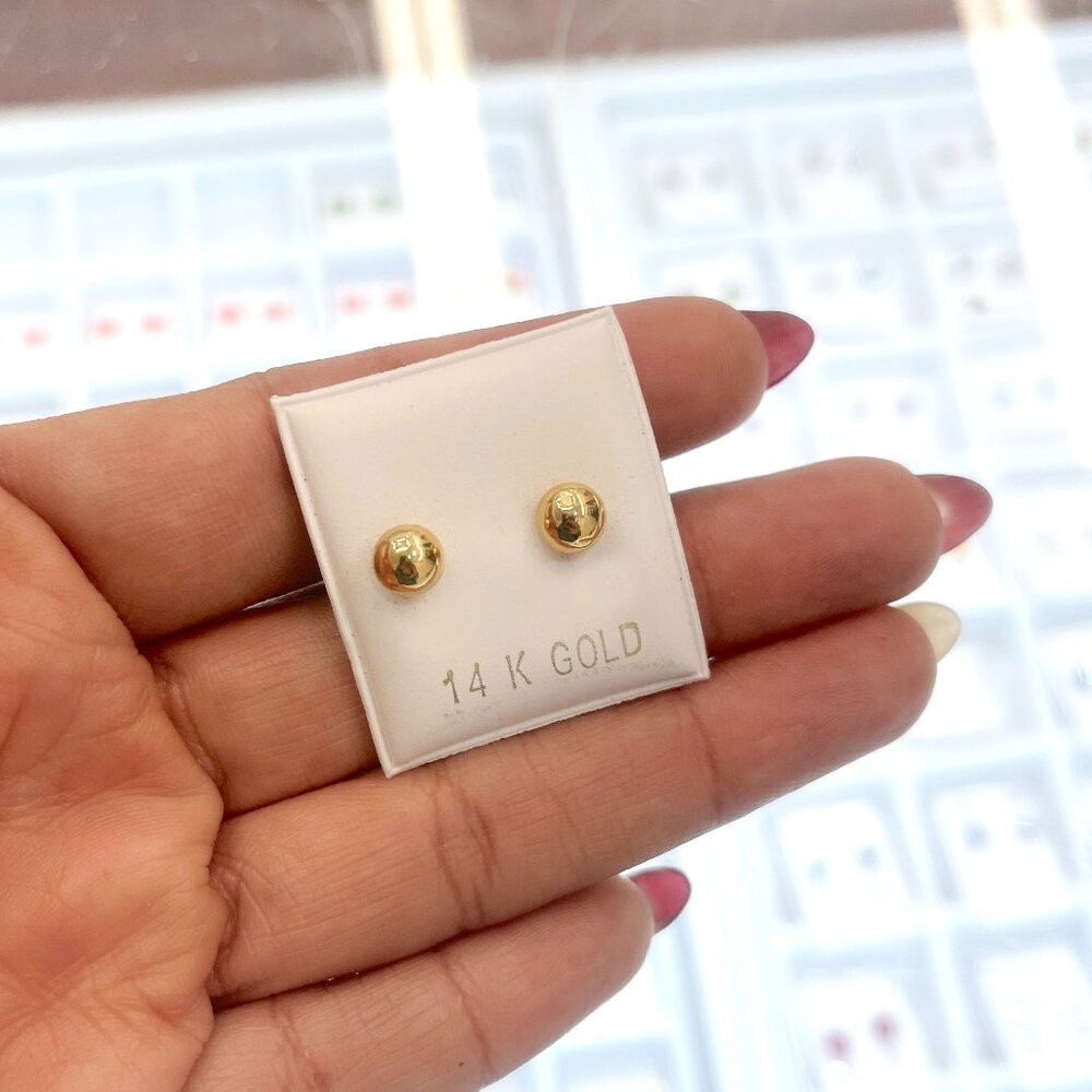 14K Gold 6mm Ball Screw Back Earrings